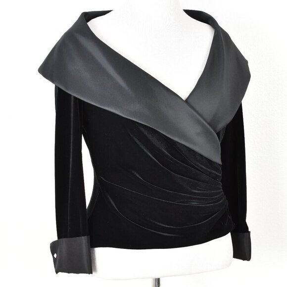 Tadashi Collection Velvet Collared Wrap Formal Evening Top - XL - Picture 10 of 11